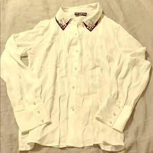 Beaded collared blouse by KARL LAGERFELD PARIS